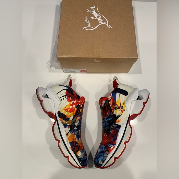 Christian louboutin space run 30 neoprene serigraf sz 46.5 multi sneakers